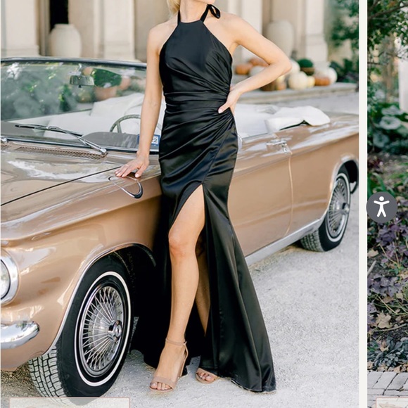 Black formal satin dress - Picture 3 of 9